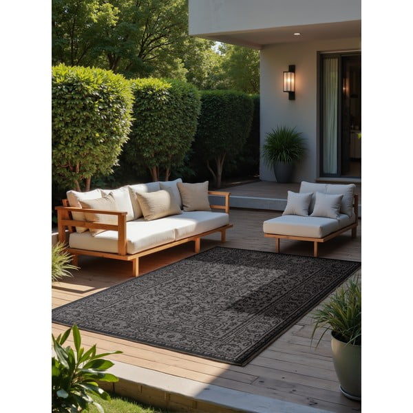 Covor pentru exterior și interior alb-negru 200x290 cm Duet Kona – NORTHRUGS-image-1
