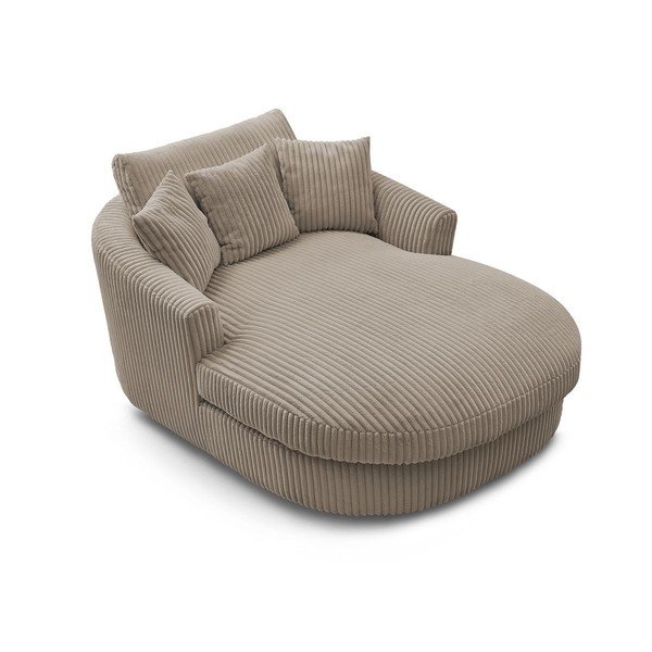 Fotoliu taupe cu tapițerie din catifea reiată Belem – Bobochic Paris-image-4