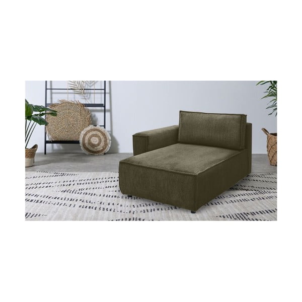 Modul pentru canapea verde deschis cu tapițerie din catifea reiată  (cu colț pe partea stângă ) Nihad modular – Bobochic Paris-image-1