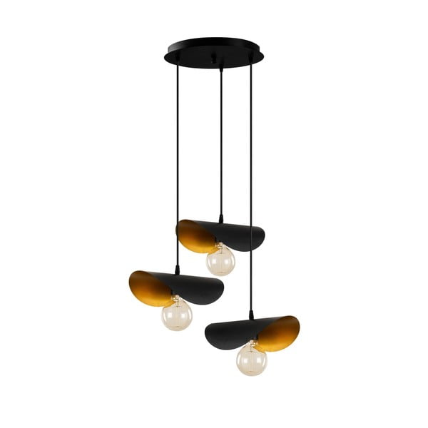 Lustră neagră/aurie cu abajur din metal ø 45 cm Sivani – Opviq lights-image-3