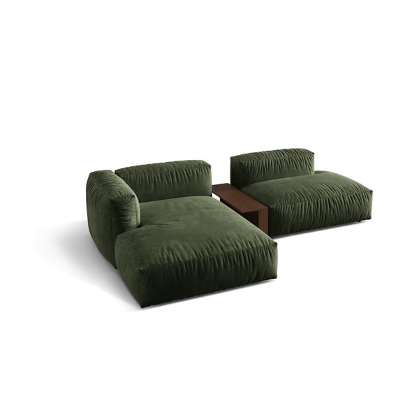 Colțar modular verde cu tapițerie din catifea (cu colț pe partea stângă/cu șezlong) Martina – Micadoni -image-2
