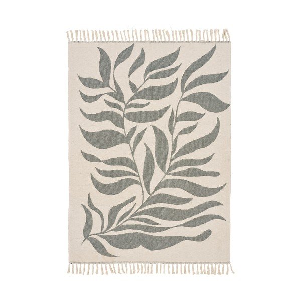 Pătură verde/bej din bumbac 130x180 cm Loni – House Nordic-image-2