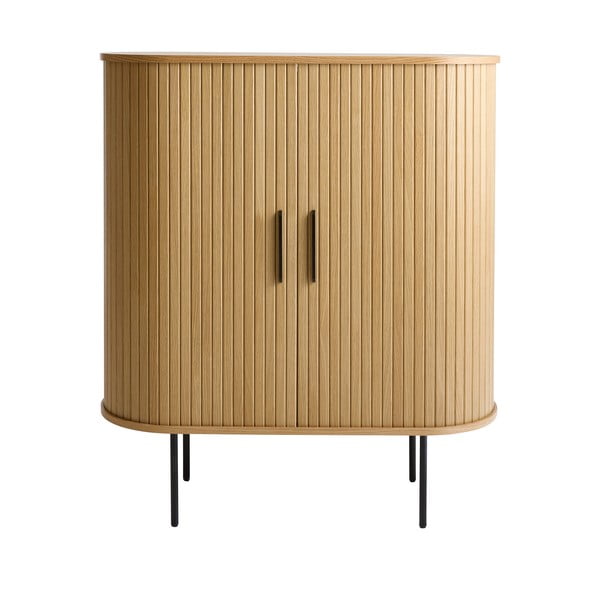 Dulap vinotecă în culoare naturală cu aspect de lemn de stejar cu ușă glisantă 100x118x40 cm Nola – Unique Furniture