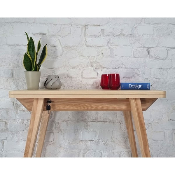 Masă de dining extensibilă cu blat cu aspect de lemn de  frasin  65x90 cm Envelope – Ragaba-image-1