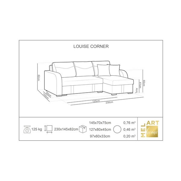 Colțar extensibil cu spațiu pentru depozitare Melart Louise, turcoaz-image-3