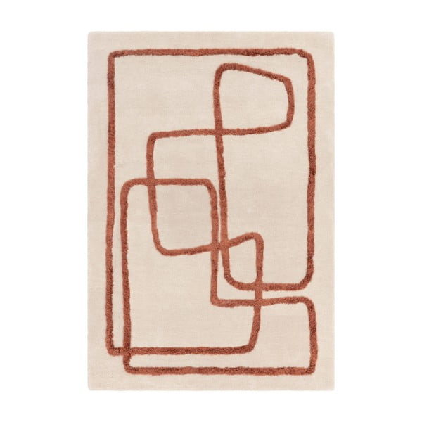 Covor cărămiziu/crem handmade din lână 200x300 cm Matrix – Asiatic Carpets
