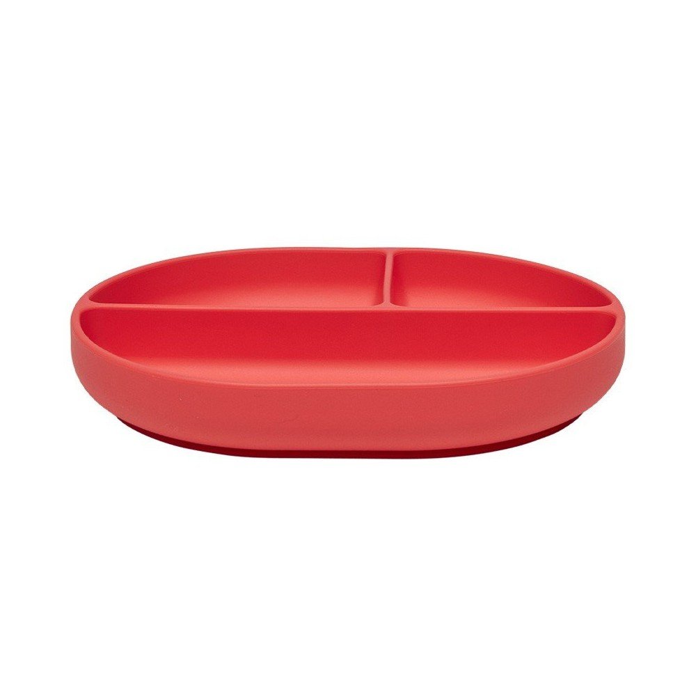 Farfurie pentru copii roșie din silicon 17x21,5 cm Enkei – OYOY Mini