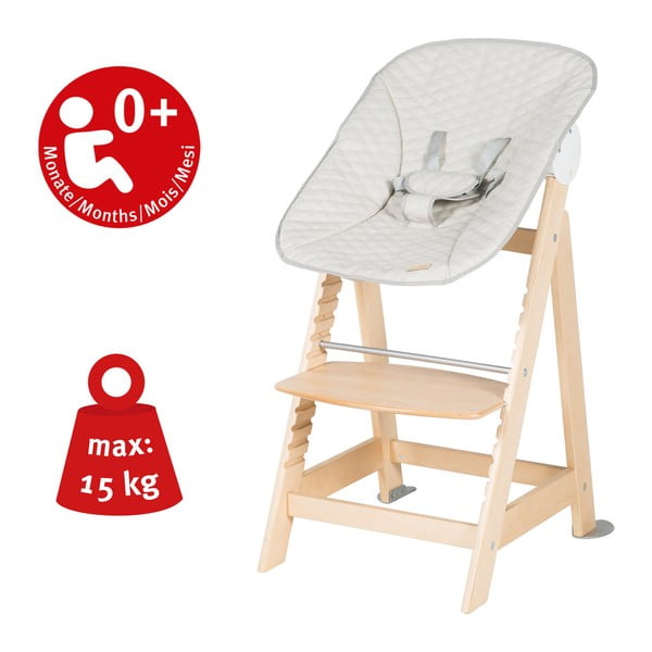 Scaun de masă pentru bebe bej/în culoare naturală Born Up 2in1 Luxe – Roba-image-4