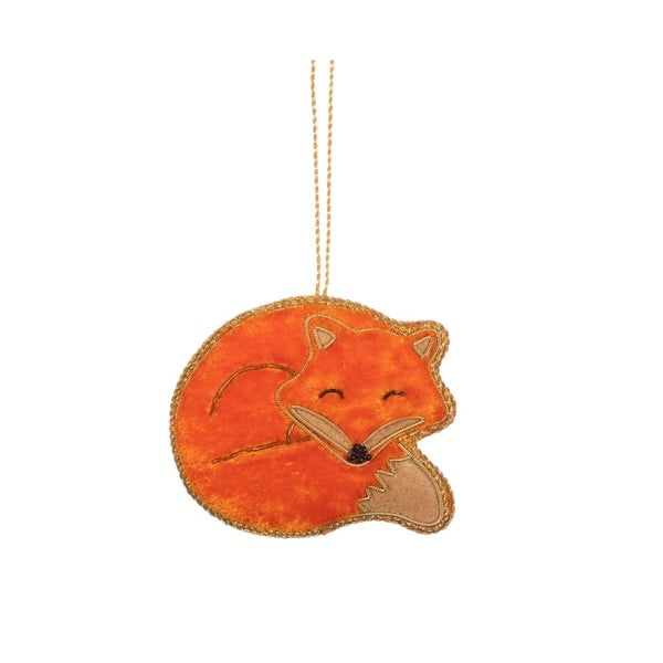 Ornament de Crăciun lucrat manual din material textil 7 cm Sleeping Fox – Sass & Belle