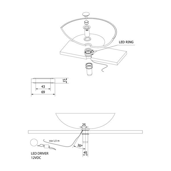 Suport luminos de lavoar pentru blat Ledring – Sapho-image-4