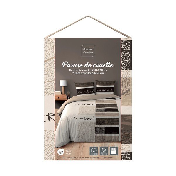 Lenjerie de pat maro din bumbac pentru pat dublu/extinsă cu 3 piese 260x240 cm So Natural – douceur d'intérieur-image-2