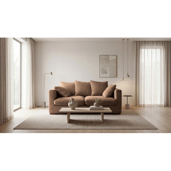 Canapea maro deschis cu tapițerie din catifea reiată  175 cm Comfy – Scandic-image-1