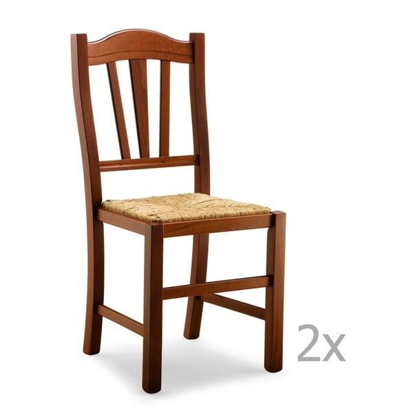  Set 2 scaune din lemn și paie Castagnetti Classico