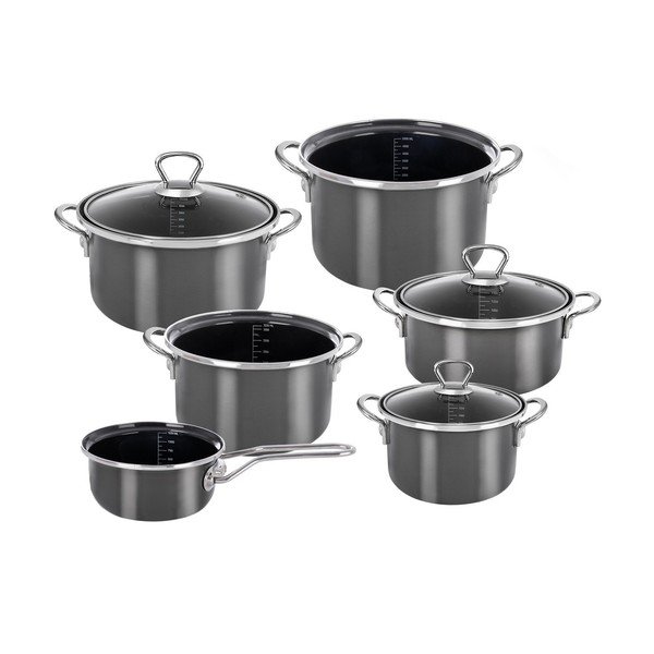 Set de vase pentru gătit 9 buc. smalțuit Metalic – Orion