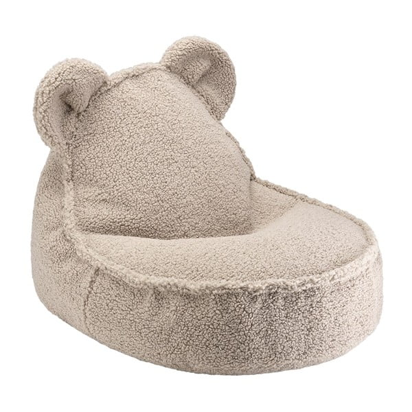 Fotoliu puf pentru copii maro deschis cu tapițerie din țesătură bouclé Bear – Wigiwama