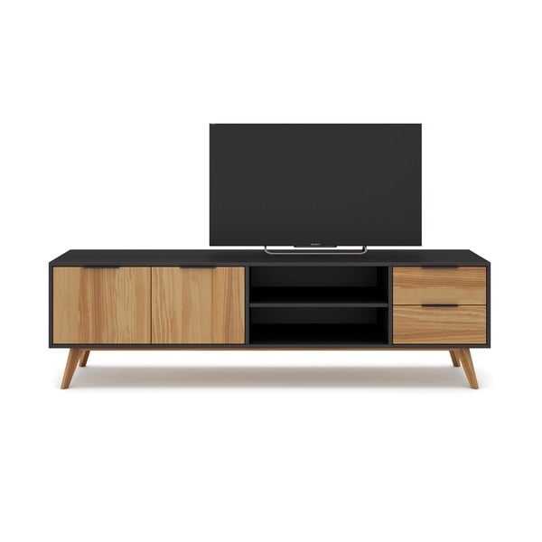 Comodă TV  negru/natural  din lemn de pin 180x53 cm Lavis – Marckeric-image-3