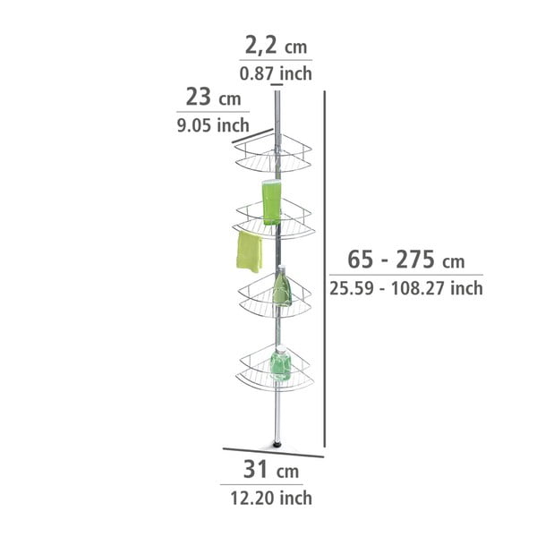 Raft pentru baie argintiu lucios de colț telescopic din oțel inoxidabil Dolcedo – Wenko-image-4