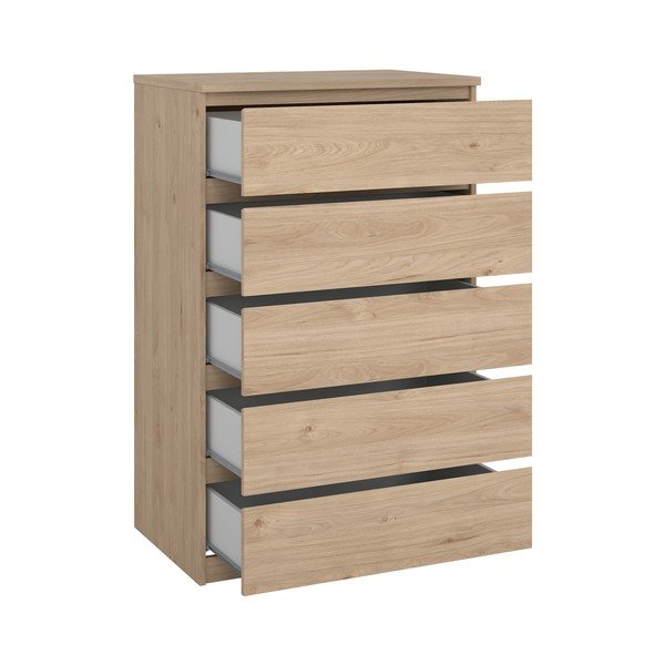 Comodă în culoare naturală cu aspect de lemn de stejar 77x121x50 cm Naia – Tvilum-image-3