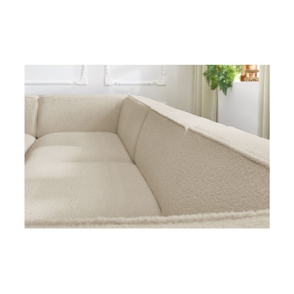 Colțar modular bej cu tapițerie din țesătură bouclé (cu colț pe partea stângă/în formă de "U") Megeve – Bobochic Paris-image-1