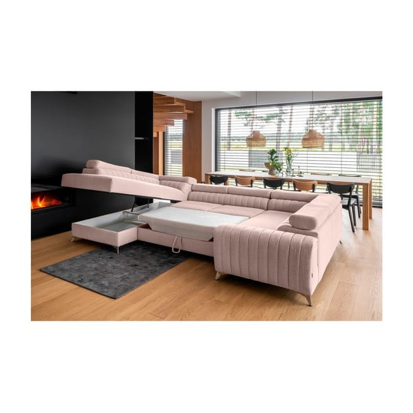 Colțar roz extensibil/cu spațiu de depozitare (cu colț pe partea stângă/în formă de "U") Louis – ELTAP-image-4