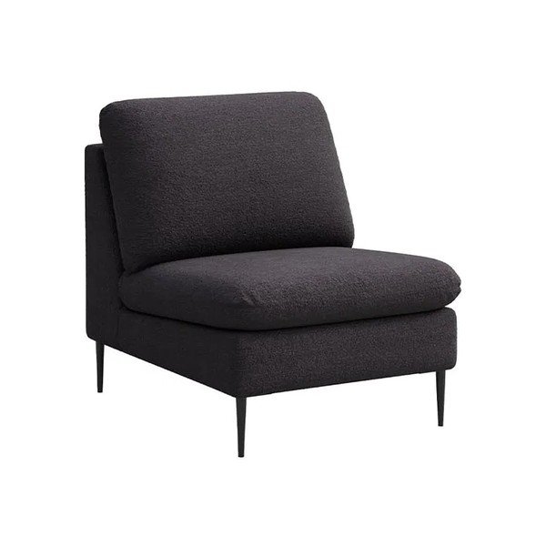 Fotoliu negru cu tapițerie din stofă bouclé Moilo – MESONICA