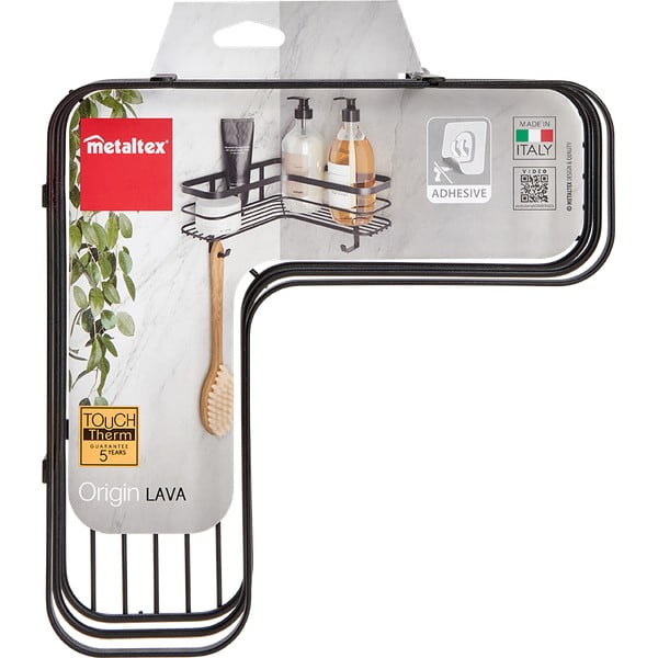 Raft de colț pentru baie Metaltex Origin, negru-image-3