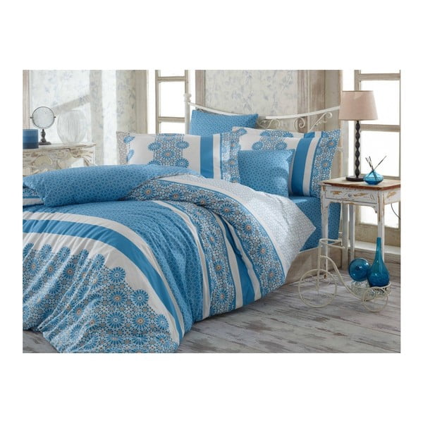 Lenjerie de pat  cu cearșaf Lisa, 200 x 220 cm, albastru