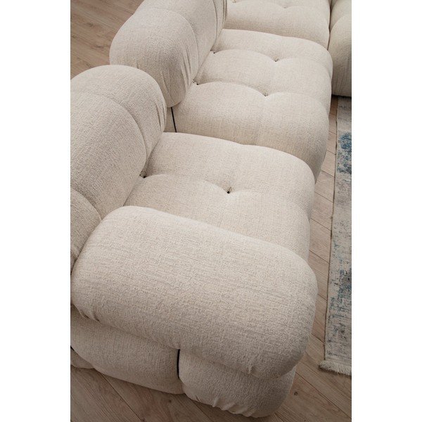 Modul pentru canapea crem cu tapițerie din stofă bouclé (partea dreaptă) Bubble – Artie-image-3