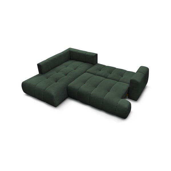 Colțar verde extensibil/cu spațiu de depozitare (cu colț pe partea stângă/în formă de ”L”) Fuji – Bobochic Paris-image-4