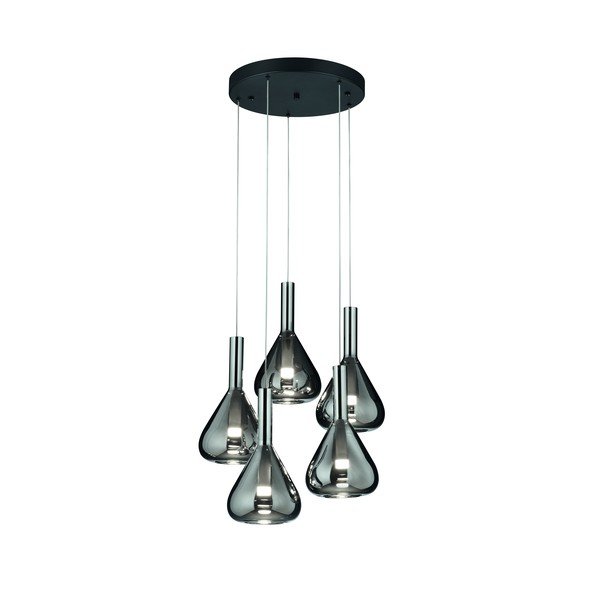 Lustră neagră LED cu abajur din sticlă ø 55 cm Cipera – CINQUE-image-1