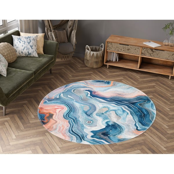 Covor albastru-roz lavabil rotund ø 100 cm Colors of Joy – Vitaus-image-1