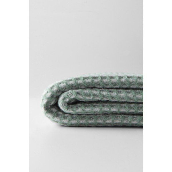 Pătură verde din amestec de bumbac 140x180 cm Uniwaffle – Euromant-image-3