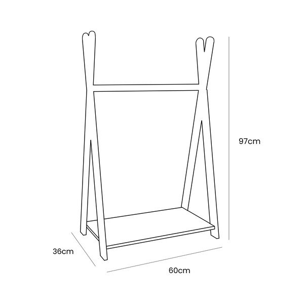 Cuier pentru copii alb/în culoare naturală cu aspect de lemn de pin 60x97 cm Montessori – Meowbaby-image-1