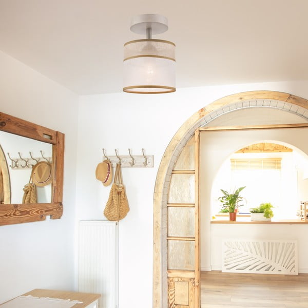 Plafonieră maro deschis cu abajur textil ø 16 cm Andrea – LAMKUR-image-1