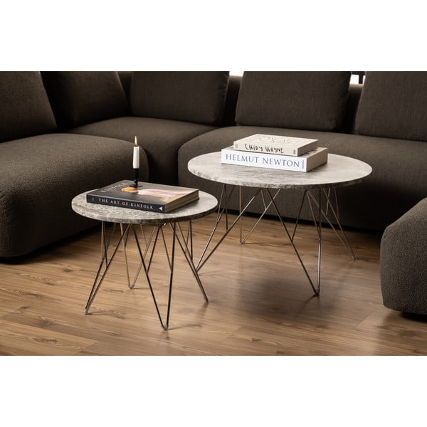 Măsuță de cafea gri rotundă din marmură ø 80 cm Prunus – Actona-image-3