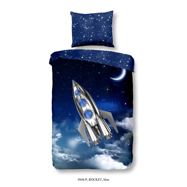 Lenjerie de pat pentru copii din bumbac pur Good Morning Rocket, 140 x 200 cm
