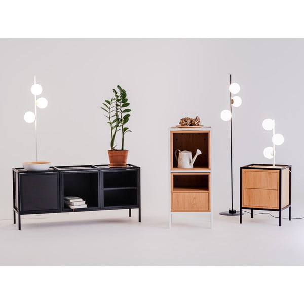 Bibliotecă neagră cu aspect de stejar 45x102 cm Skap - CustomForm-image-1