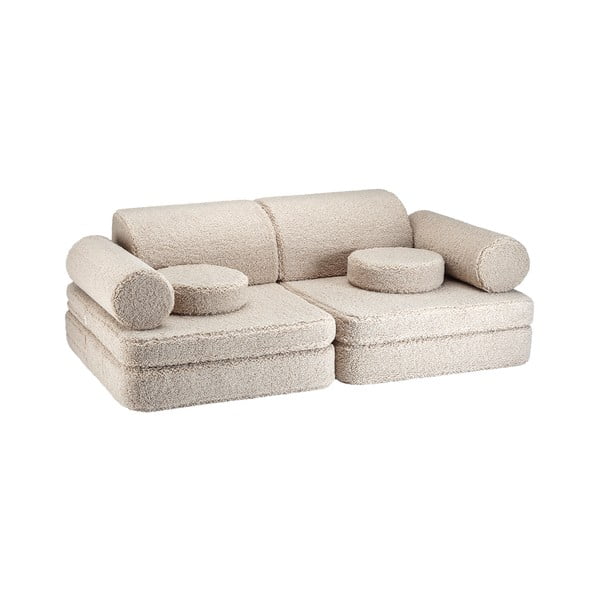 Canapea pentru copii maro deschis cu tapițerie din țesătură bouclé 132 cm Settee – Wigiwama