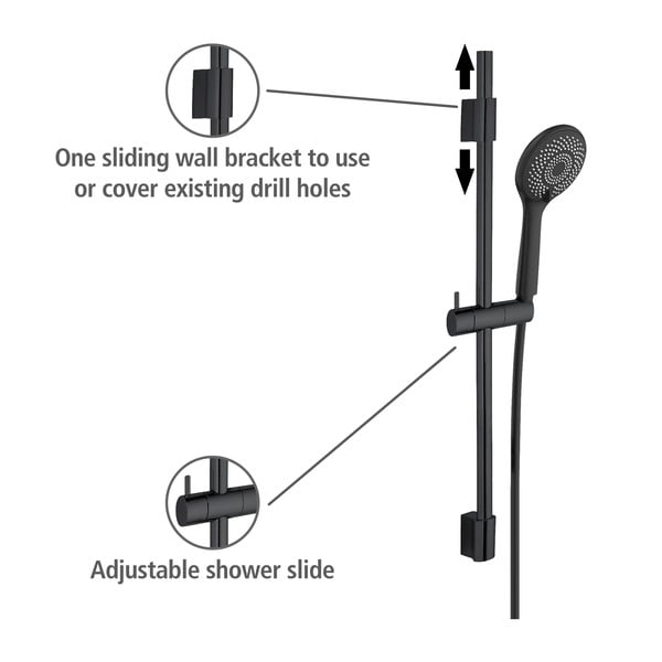 Set de duș negru din oțel inoxidabil 70 cm Water Saving – Wenko-image-2