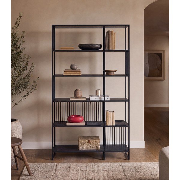 Bibliotecă neagră 120x185x35 cm Strington – Actona-image-3