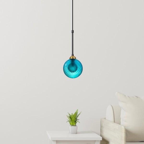 Lustră albastră cu abajur din sticlă ø 12 cm Twister – Squid Lighting-image-1