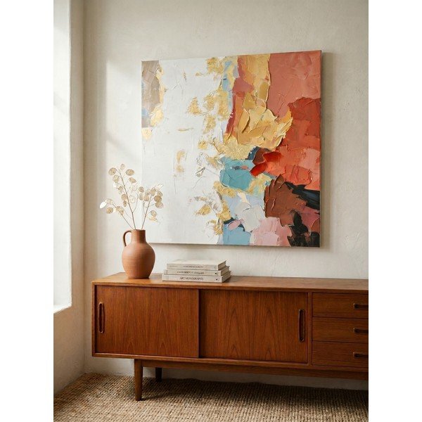Tablou pe pânză imprimat/cu elemente pictate manual 80x80 cm Crown – Bizzotto-image-1
