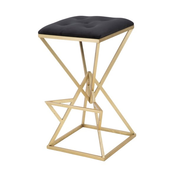 Scaun de bar negru/auriu tapițat (înălțime șezut 75 cm) Piramid – Mauro Ferretti-image-4