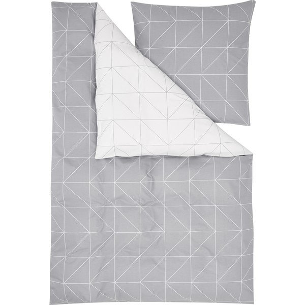Lenjerie de pat din bumbac de46 Marla, 155 x 220 cm, alb-gri-image-1