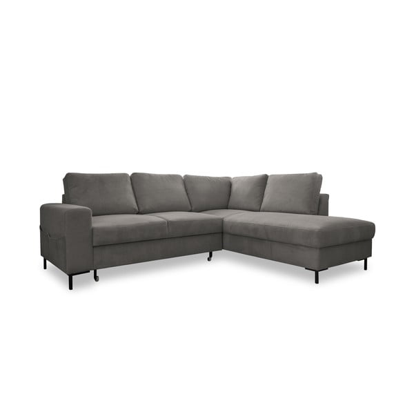 Colțar gri extensibil cu tapițerie din catifea reiată  (cu colț pe partea dreaptă) Lofty Lilly – Miuform