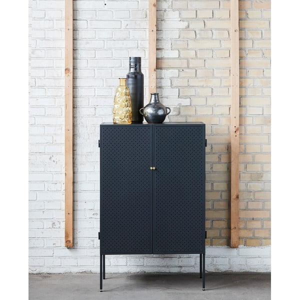 Comodă metalică Canett Brooks, înălțime 110 cm, negru-image-3