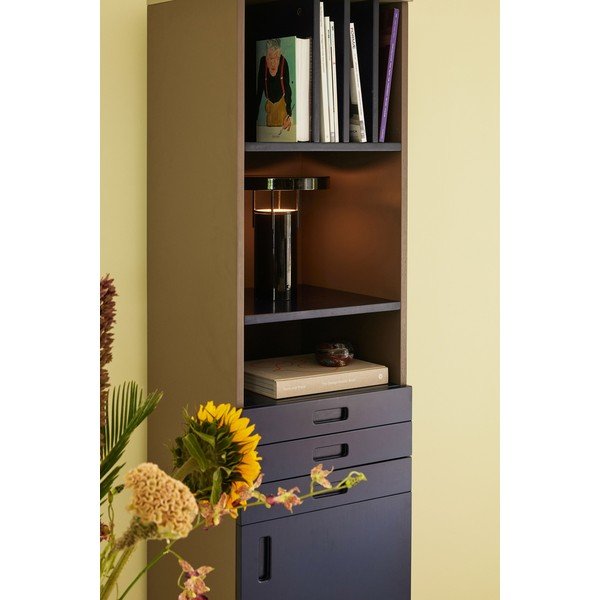 Bibliotecă albastru-închis/gri din lemn masiv de frasin 45x177 cm Study – Hübsch-image-1