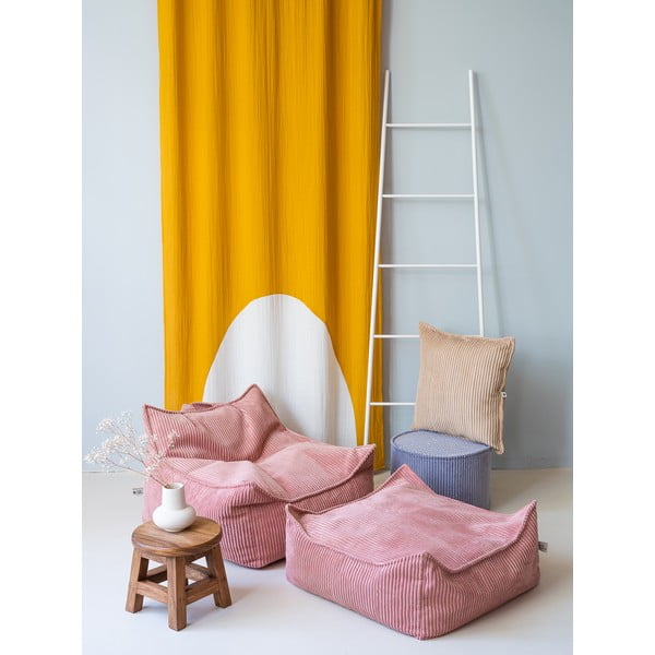 Fotoliu puf pentru copii roz cu tapițerie din catifea reiată Square – Wigiwama-image-3