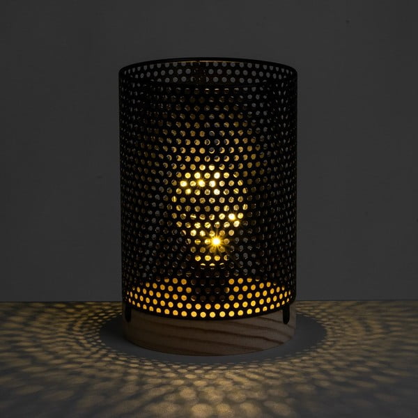 Veioză neagră cu abajur din metal (înălțime 20 cm) – Casa Selección-image-1