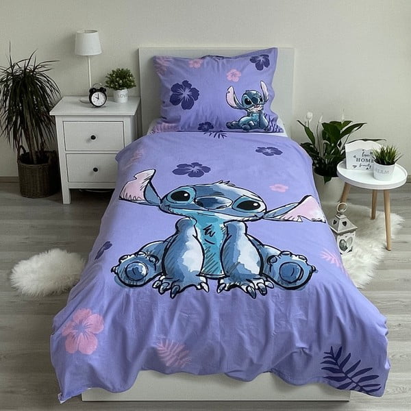 Lenjerie de pat pentru copii din bumbac pentru pat de o persoană 140x200 cm Lilo and Stitch – Jerry Fabrics-image-1